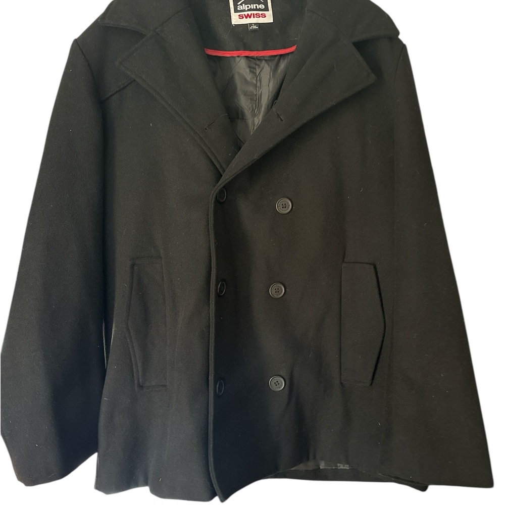 Alpine Swiss Men's Classic Black Pea Coat
